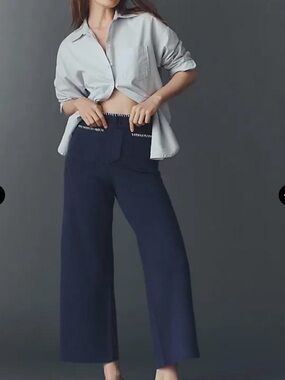 Mauve Navy Wide-Leg High-Rise Pants